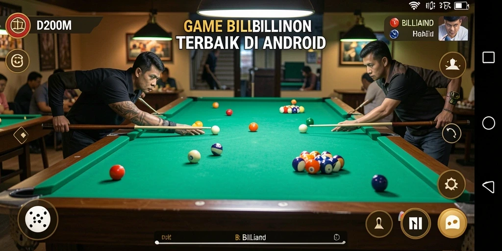 Tampilan antarmuka D200M dengan desain modern dan fitur Billiard.